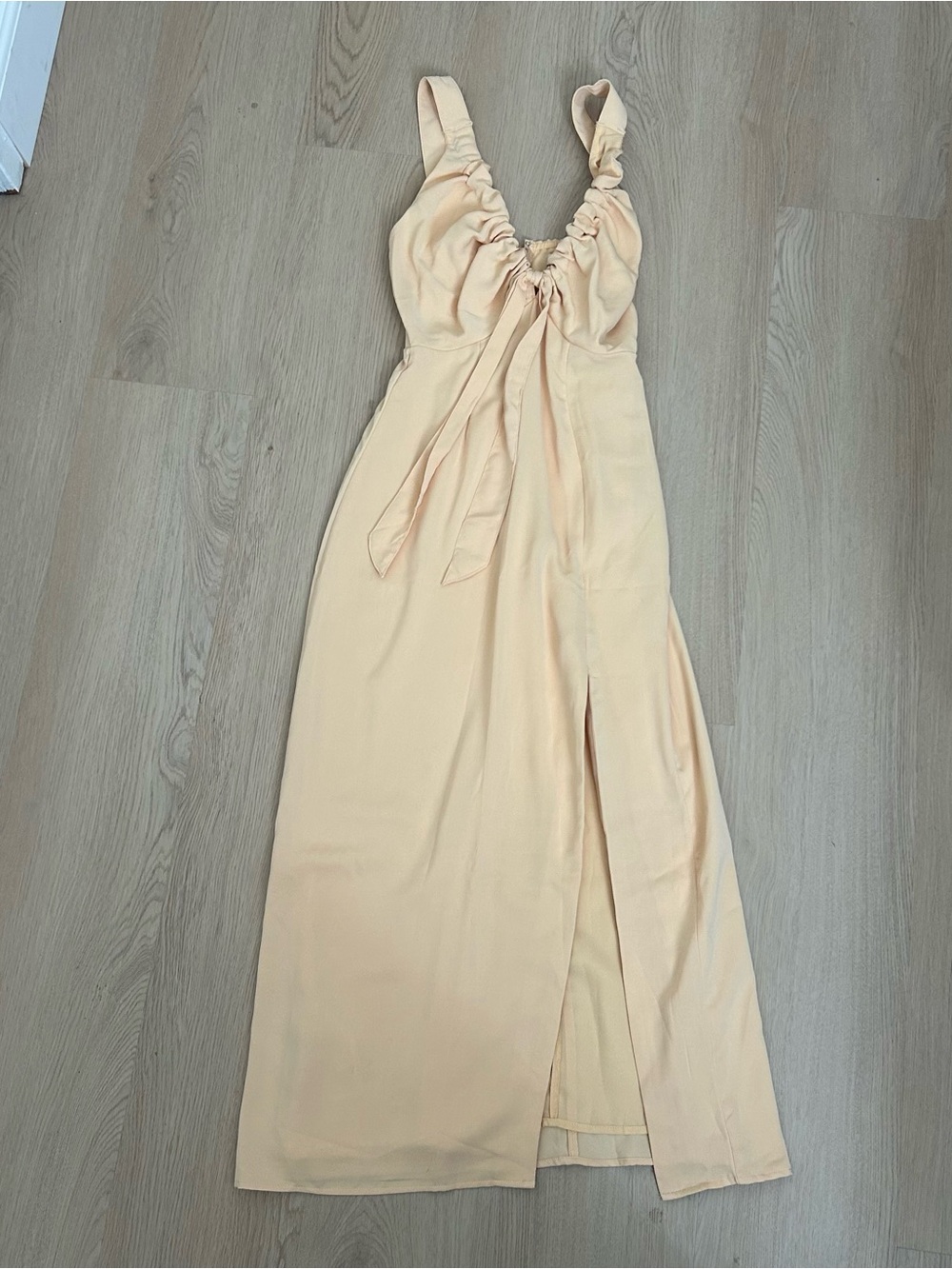 Abercrombie & Fitch Pale Peach Tie-Front Maxi Dress